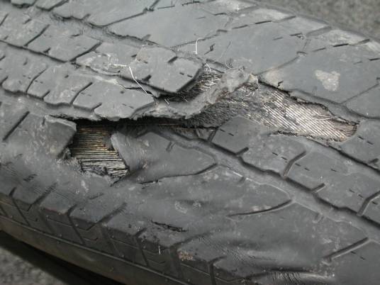 Car tyre in bad condition