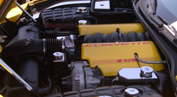 Yellow colored LS1 Engine