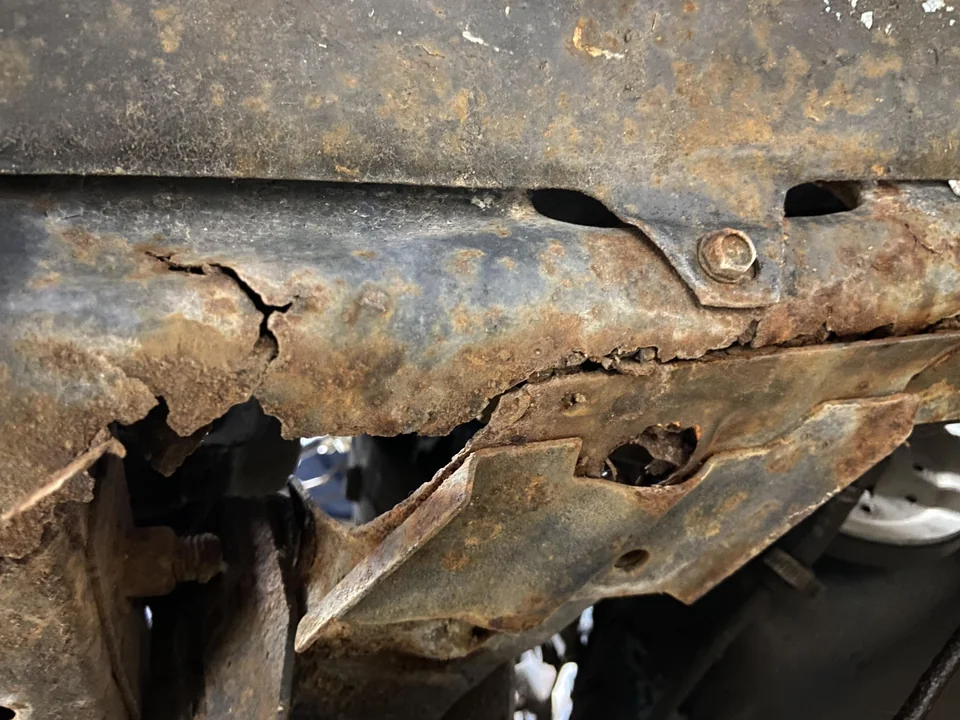 frame rust in a car underbody